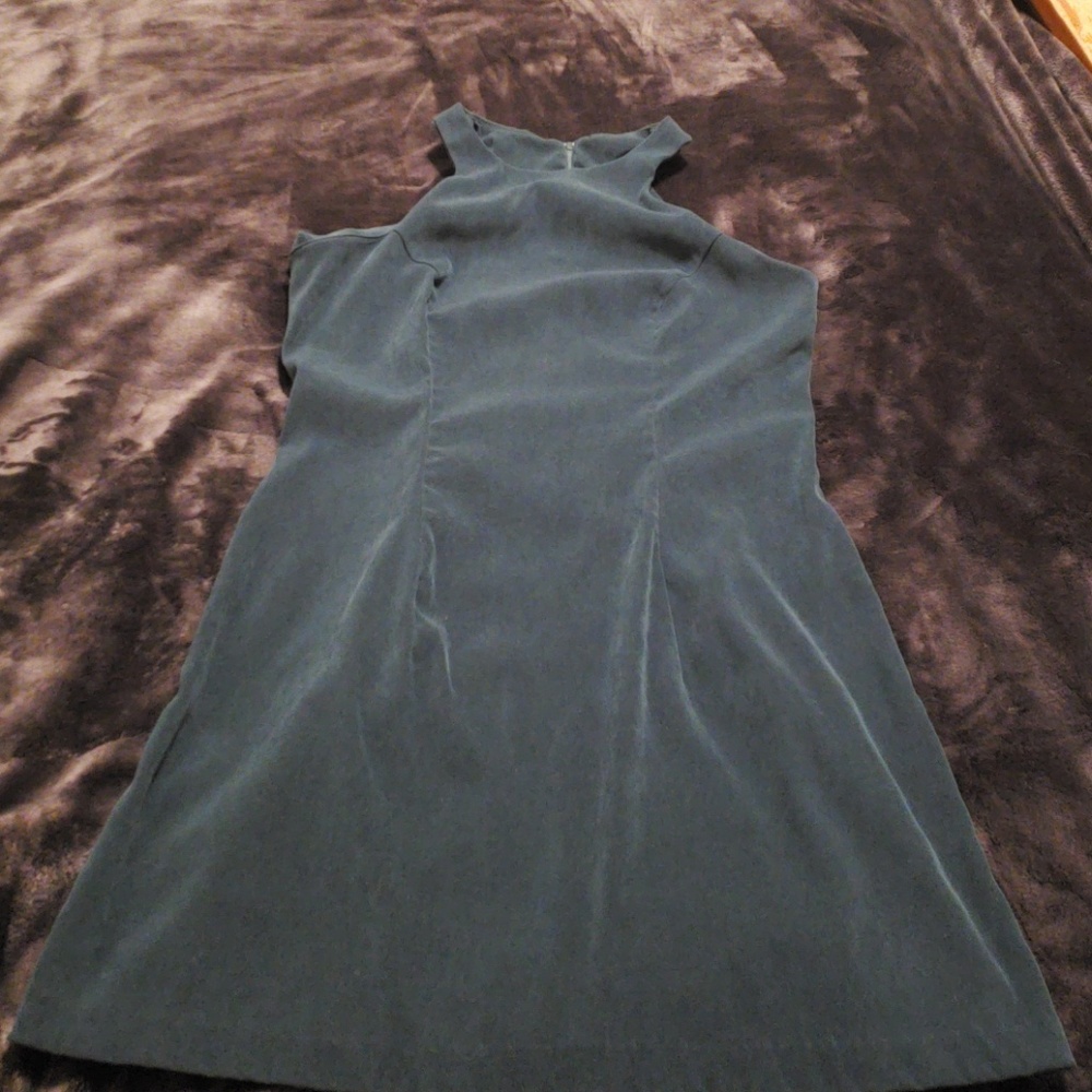 Green faux suede dress